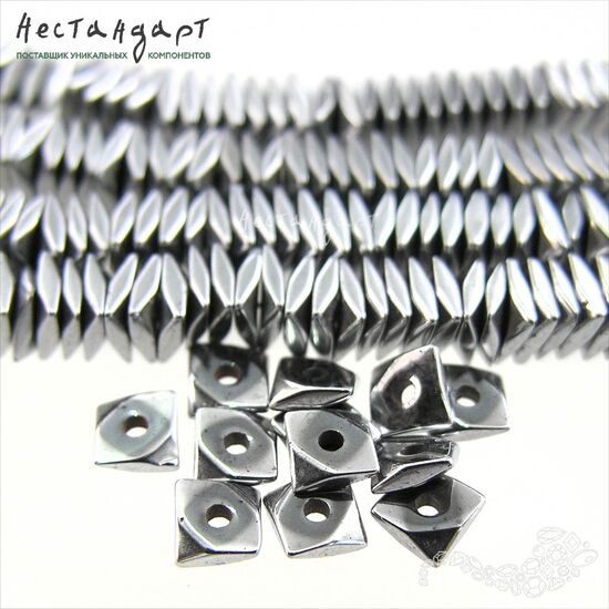 Гематит гальванизированный Silver 4х1,5 мм (нить 5 см)