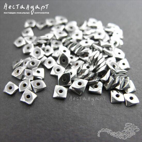 Гематит гальванизированный Silver 4х1,5 мм (нить 5 см), изображение 2