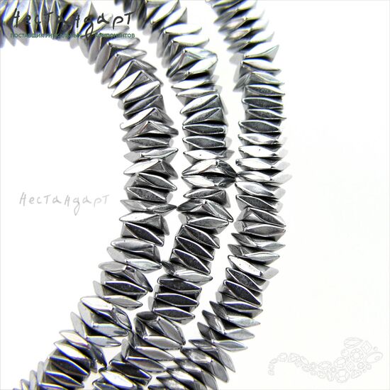 Гематит гальванизированный Silver 4х1,5 мм (нить 5 см), изображение 3