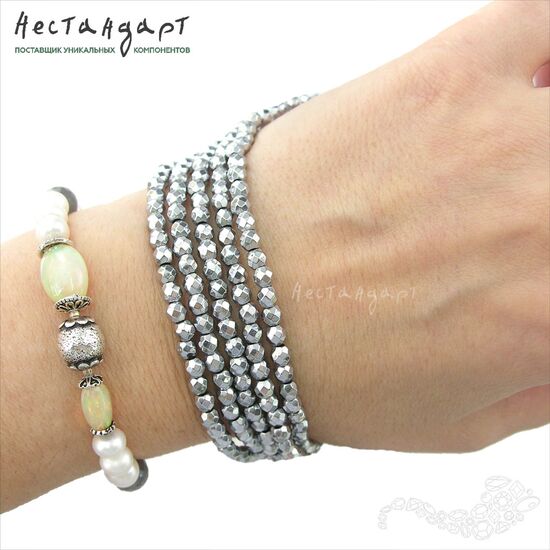 Гематит гальванизированный с огранкой 4 мм (нить 19,5 см), изображение 2