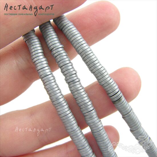 Гематит Roundel Disk Matt Silver 5х1 мм (уп. 20 шт.), изображение 2