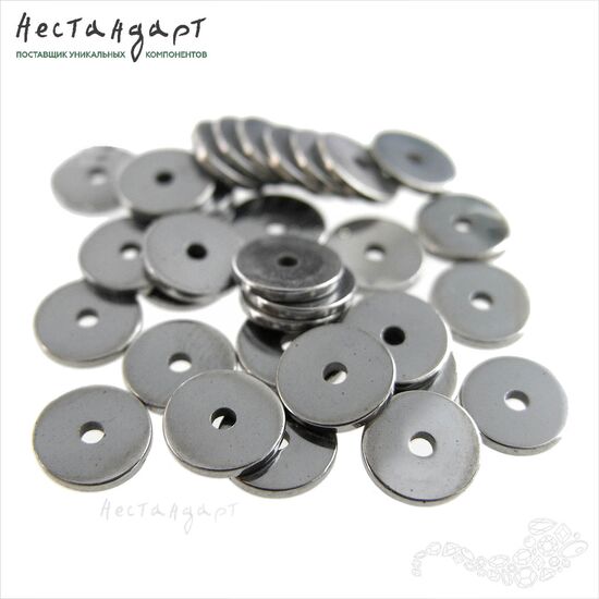 Гематит Roundel Disk Silver 8х1 мм (уп. 16 шт.)