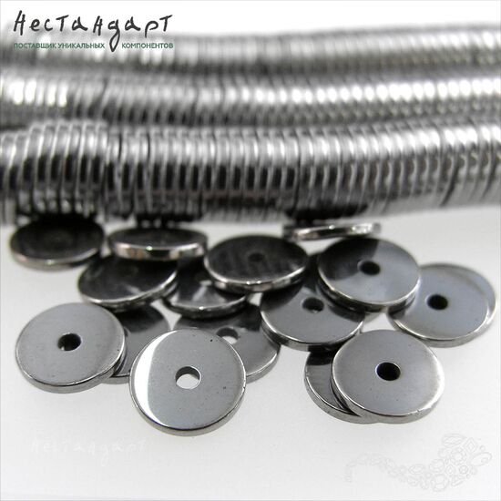 Гематит Roundel Disk Silver 8х1 мм (уп. 16 шт.), изображение 4