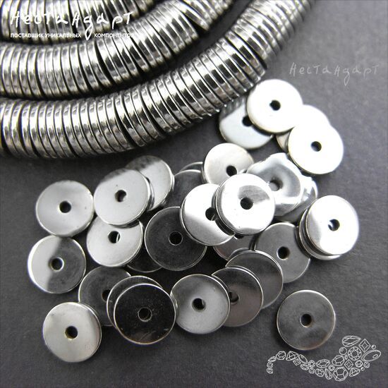 Гематит Roundel Disk Silver 8х1 мм (уп. 16 шт.), изображение 5