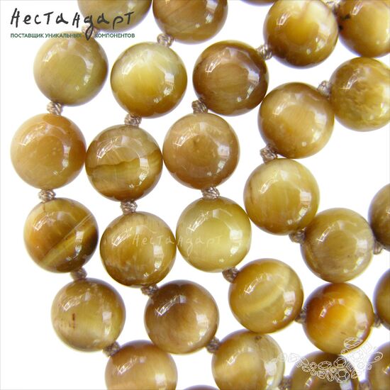 Тигровый глаз натуральный Golden Eye гладкий 8 мм (уп. 6 шт.), изображение 2