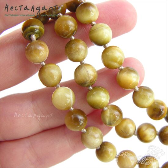 Тигровый глаз натуральный Golden Eye гладкий 8 мм (уп. 6 шт.), изображение 3