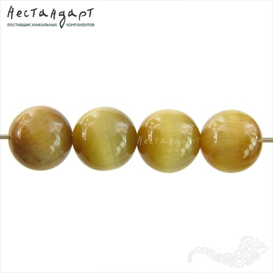 Тигровый глаз натуральный Golden Eye гладкий 8 мм (уп. 6 шт.), изображение 5