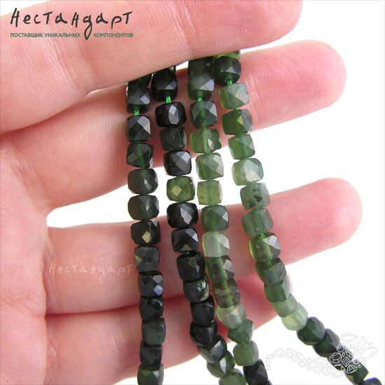 Нефрит натуральный Cube 4,5-5 мм (уп. 10 шт.), изображение 3