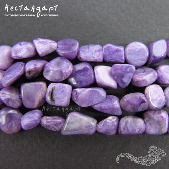 Чароит натуральный Free Form 7-10 мм (нить 10 см), изображение 3