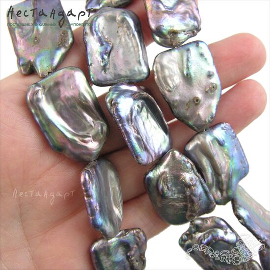 Жемчуг натуральный Baroque Peacock Black 26-32 мм, изображение 2