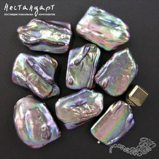 Жемчуг натуральный Baroque Peacock Black 26-32 мм, изображение 3