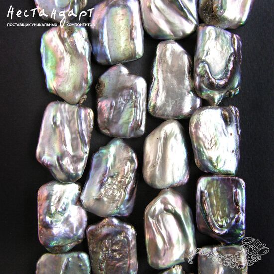 Жемчуг натуральный Baroque Peacock Black 26-32 мм, изображение 5