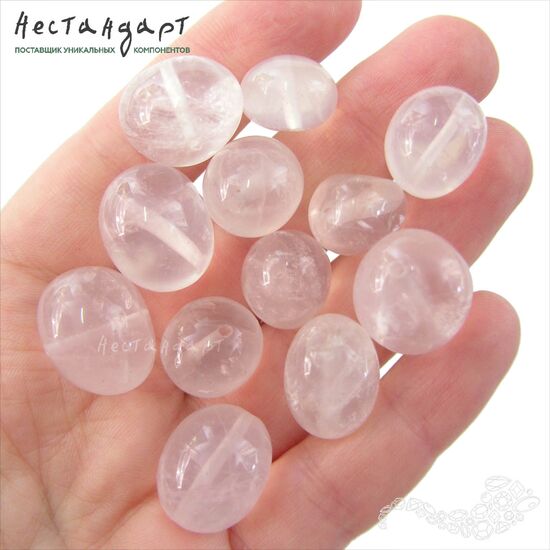 Кварц натуральный розовый Pebble 14-19х12-16 мм (уп. 2 шт.) Уценка, изображение 2