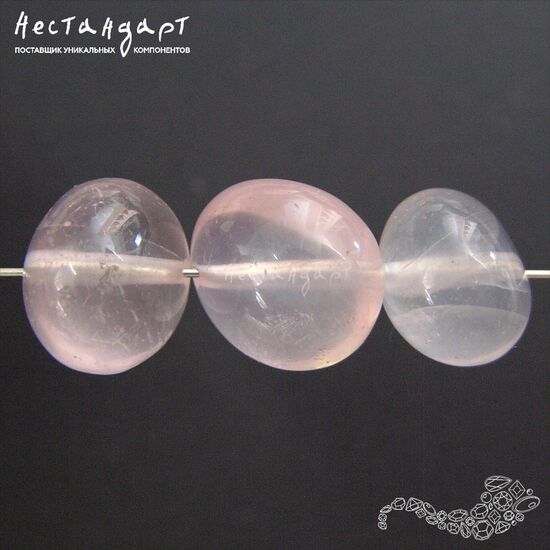 Кварц натуральный розовый Pebble 14-19х12-16 мм (уп. 2 шт.) Уценка, изображение 4