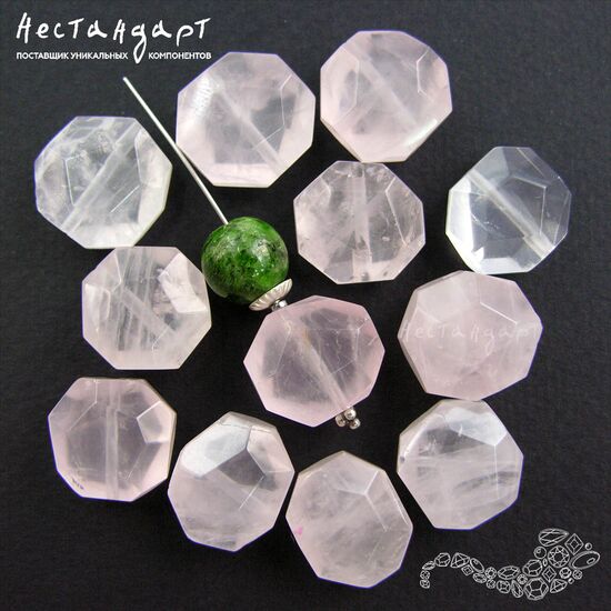 Кварц натуральный розовый Geometric 16х14 мм