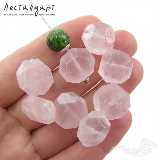 Кварц натуральный розовый Geometric 16х14 мм, изображение 2