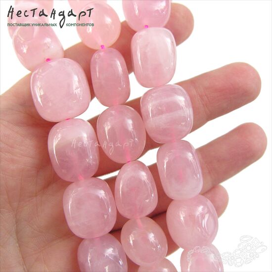 Кварц натуральный розовый Blush Pebble 16,5-19х13,5-15,5 мм, изображение 2