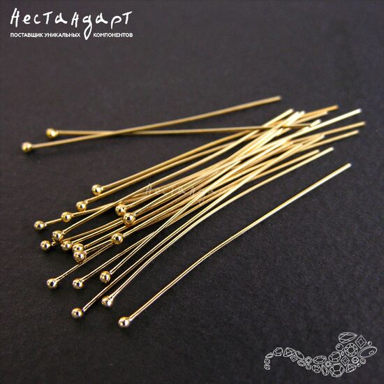 Пин с шариком Gold Filled 40х0,45 мм
