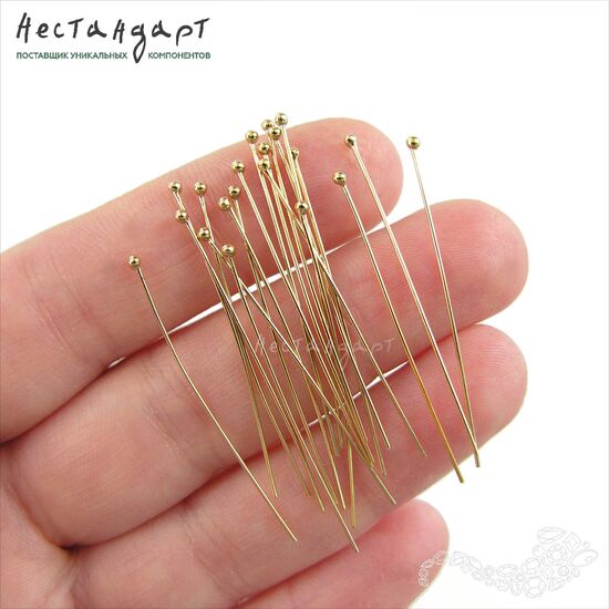 Пин с шариком Gold Filled 40х0,45 мм, изображение 2