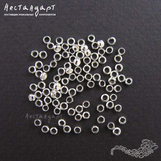 Кримп зажимной Silver 2х1,3 мм (уп. 50-60 шт.)