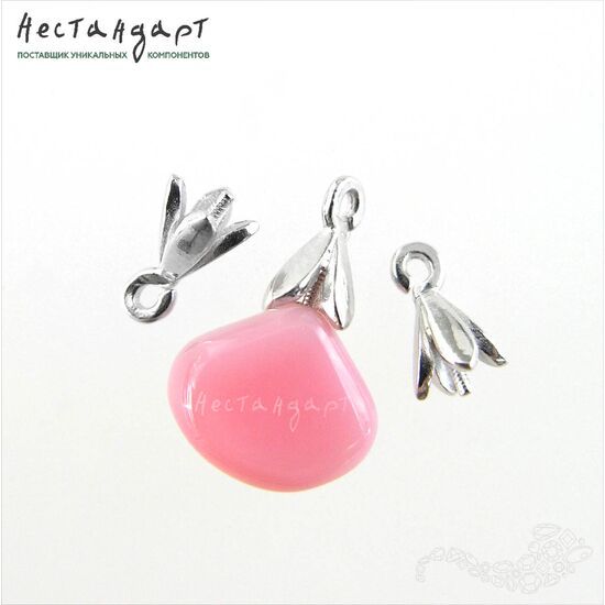 Концевик со штифтом Leaves Sterling Silver Rhodium Plated 8х4 мм, изображение 4