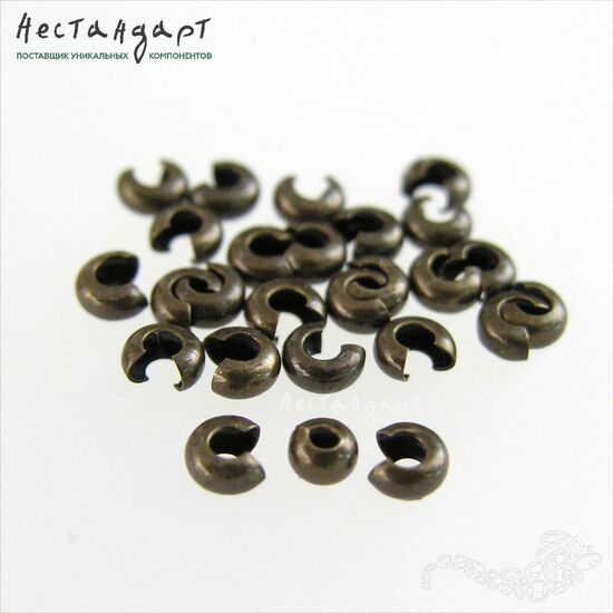 Маскировочные (обжимные) бусины Antique Bronze 4 мм (уп. 10 шт.)