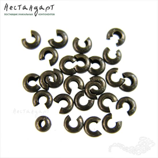 Маскировочные (обжимные) бусины Antique Bronze 4 мм (уп. 10 шт.), изображение 3