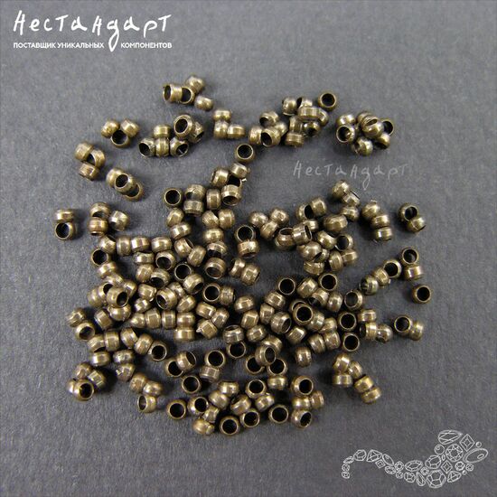 Кримп зажимной Antique Bronze 2х1,3 мм (уп. 70-80 шт.), изображение 2