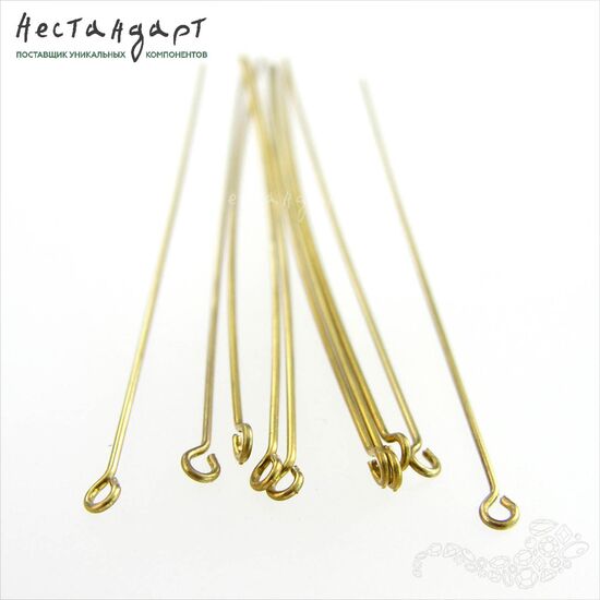 Пин с петлей латунь 70x0,8 мм (уп. 10 шт.), изображение 2