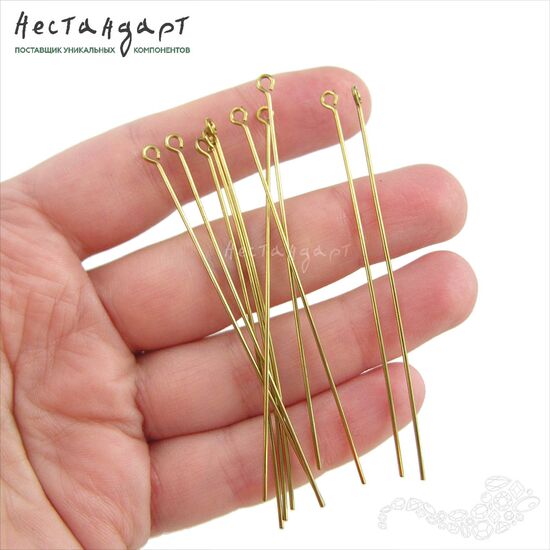 Пин с петлей латунь 70x0,8 мм (уп. 10 шт.), изображение 3