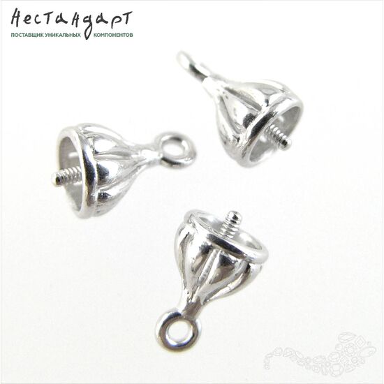 Концевик со штифтом Truffle Sterling Silver Rhodium Plated 9х5 мм, изображение 3