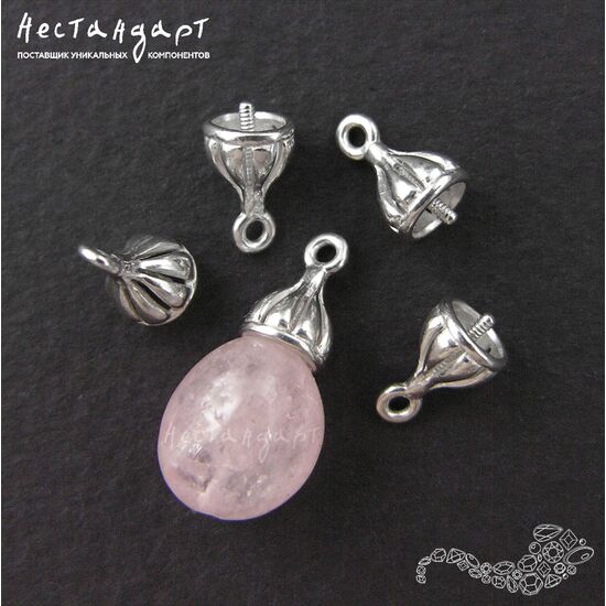 Концевик со штифтом Truffle Sterling Silver Rhodium Plated 9х5 мм, изображение 4