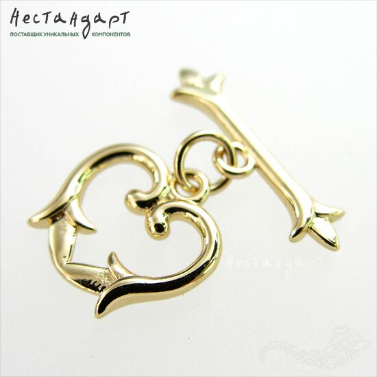 Замок-тогл Heart Gold Plated  13х14 мм