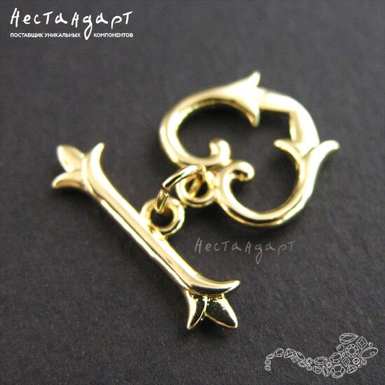 Замок-тогл Heart Gold Plated  13х14 мм, изображение 2
