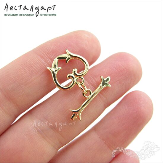 Замок-тогл Heart Gold Plated  13х14 мм, изображение 3