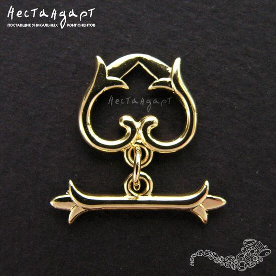 Замок-тогл Heart Gold Plated  13х14 мм, изображение 4