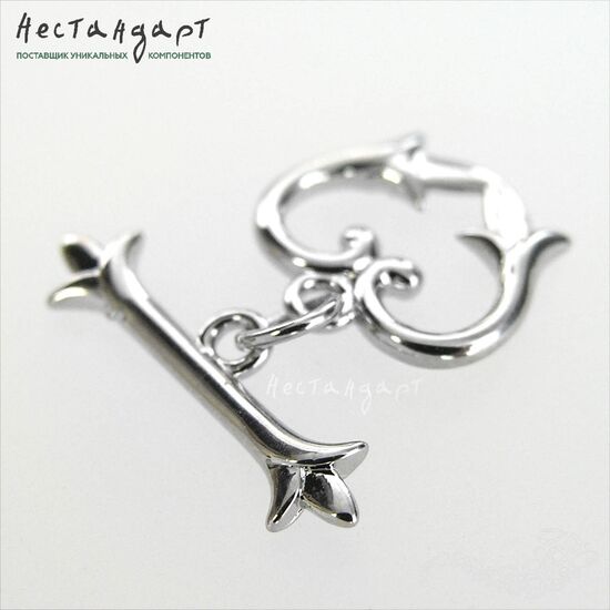Замок-тогл Heart Rhodium Plated 13х14 мм, изображение 4