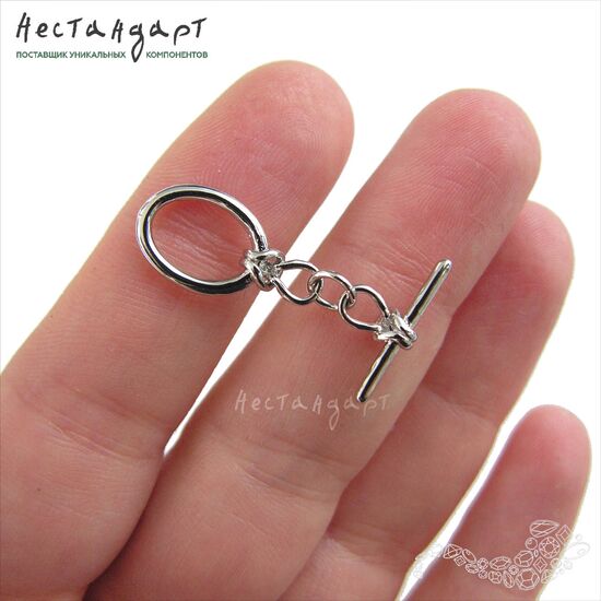 Замок-тогл Oval Knot Rhodium Plated 15х10 мм, изображение 2