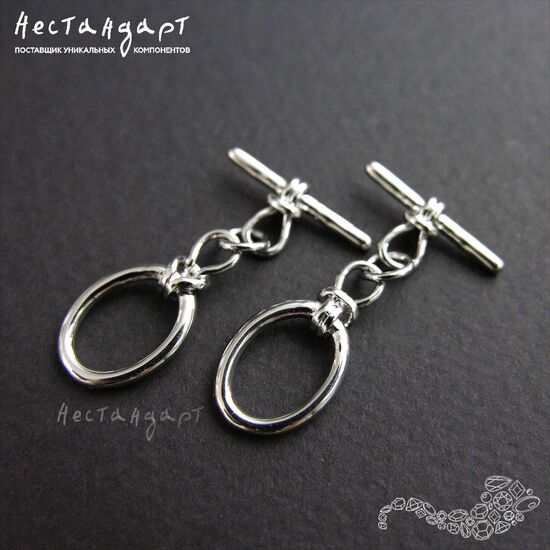 Замок-тогл Oval Knot Rhodium Plated 15х10 мм, изображение 3