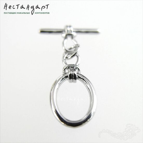 Замок-тогл Oval Knot Rhodium Plated 15х10 мм, изображение 4
