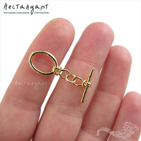 Замок-тогл Oval Knot Gold Plated 15х10 мм, изображение 2