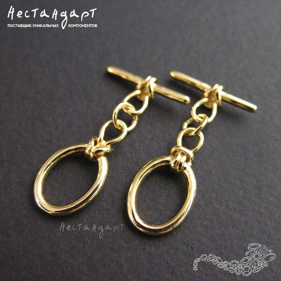 Замок-тогл Oval Knot Gold Plated 15х10 мм, изображение 3