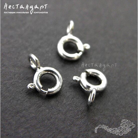 Замок-кольцо Шпрингельный Sterling Silver Rhodium Plated 5 мм, изображение 2