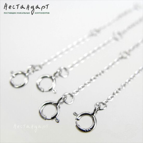 Замок шпрингельный с удлиняющей цепочкой Sterling Silver Rhodium Plated 50 мм, изображение 3