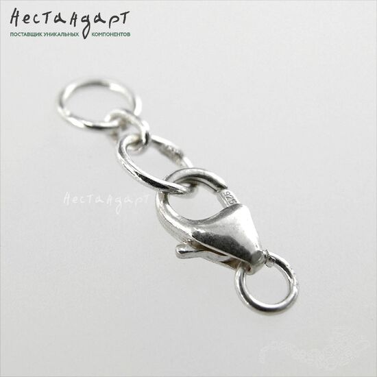 Замок карабин с цепочкой Sterling Silver 8мм, изображение 2