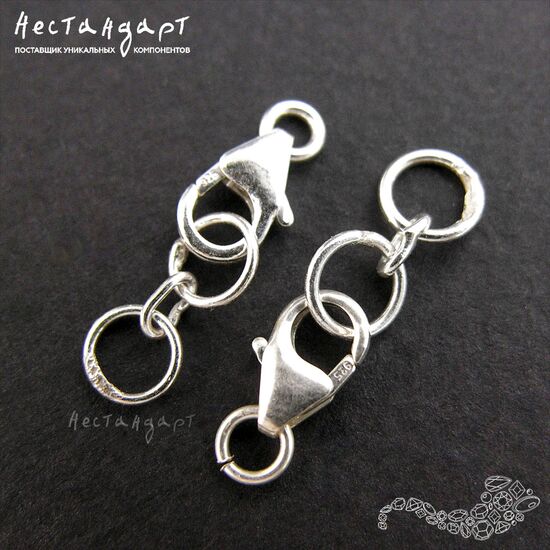 Замок карабин с цепочкой Sterling Silver 8мм, изображение 3