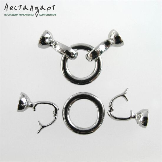 Замок с концевиками и кольцом Ring Rhodium Plated 38х16 мм