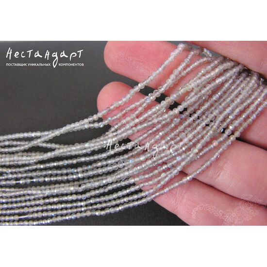 Лабрадор натуральный с огранкой 2 мм (нить 19 см), изображение 2