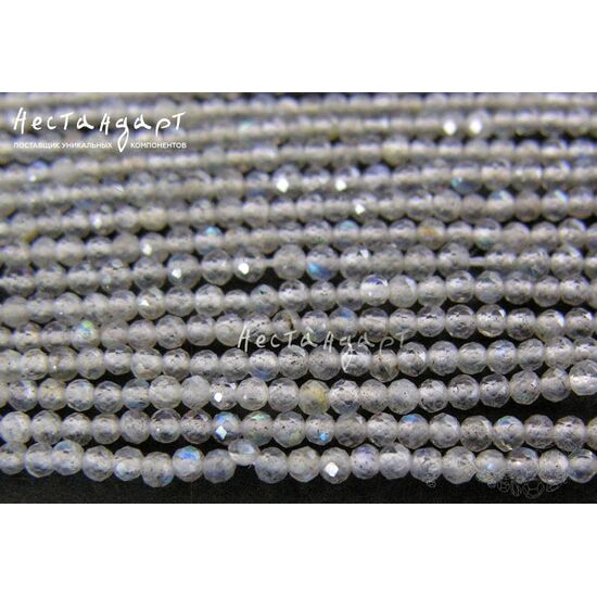 Лабрадор натуральный с огранкой 2 мм (нить 19 см), изображение 3