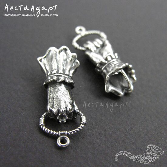 Коннектор Gothic Hand with ring Sterling Silver 25 мм, изображение 3